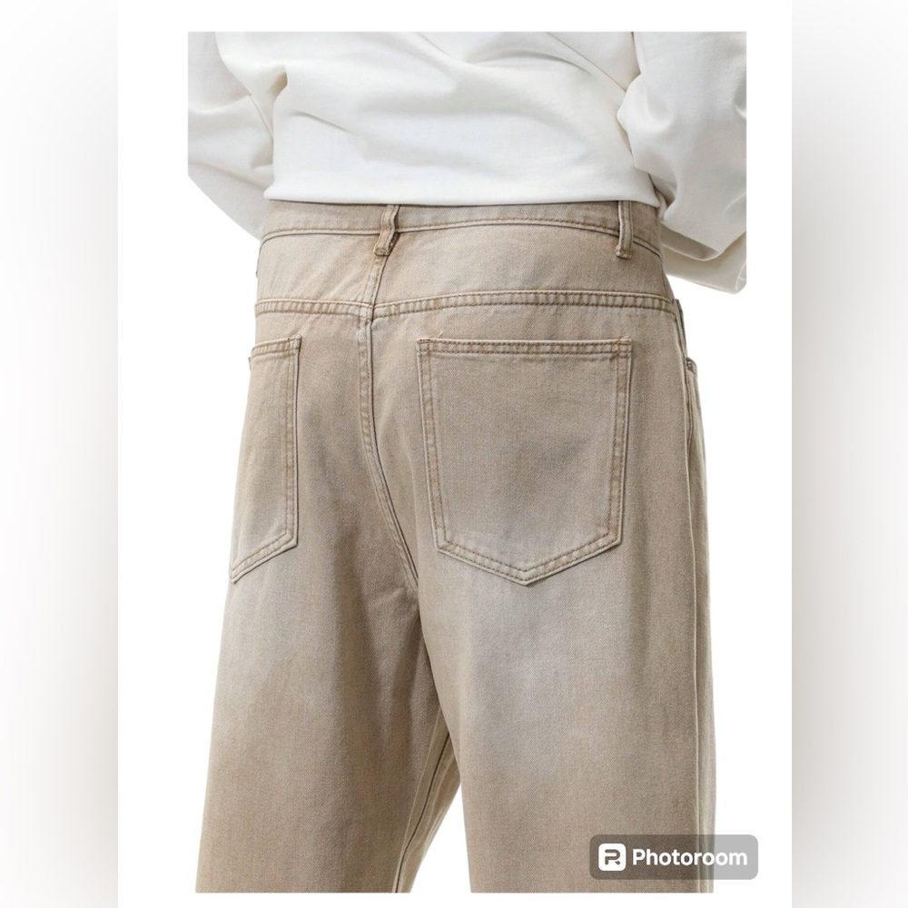 Manfinity Hypermode loose men’s washed khaki wide leg jeans size medium(38) NWOT - Picture 4 of 7